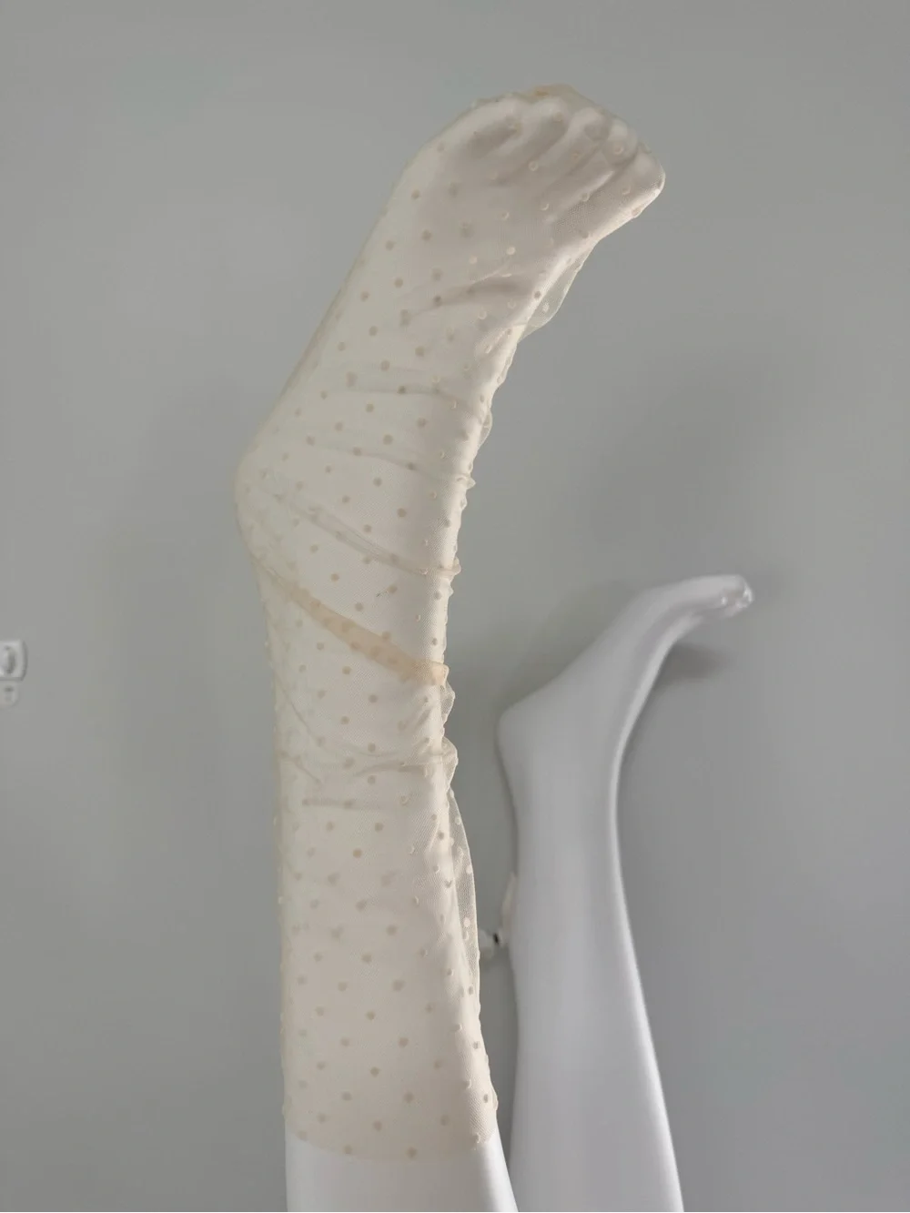 Women’s Cream Sheer Polka Dot Socks